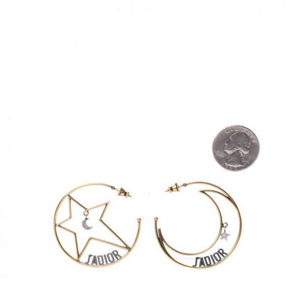 CD Moon Star J'Adior Asymmetrical Hoop Earrings Gold Palladium - Picture 3 of 4